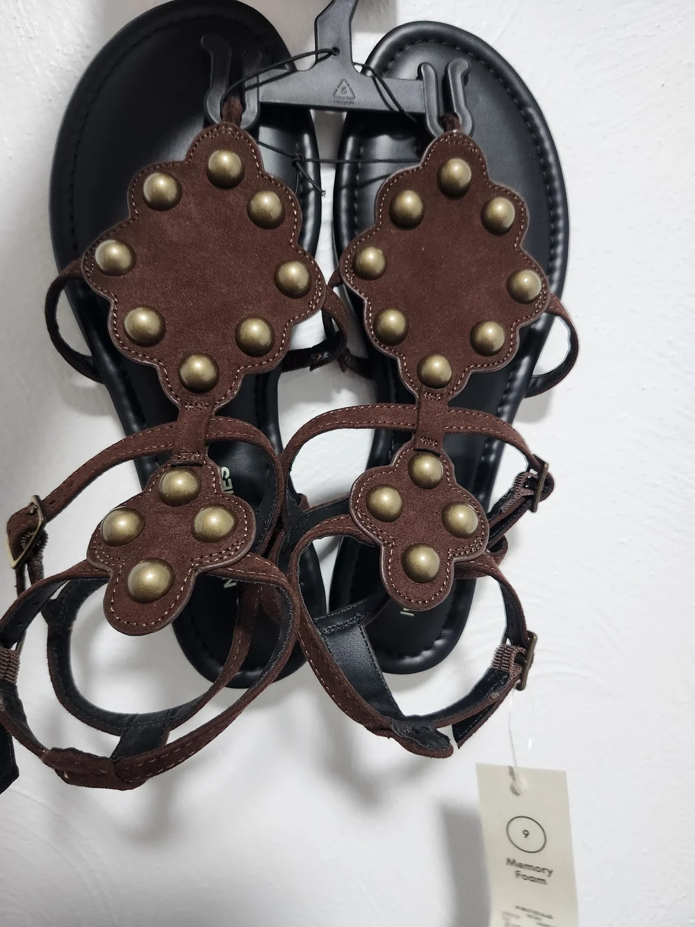 No Boundaries Brown Studded Gladiator Sandals